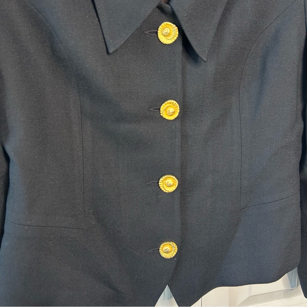 Yasaman Vintage Blazer Black with Gold Buttons Paris Milano NY Size 18 100% Wool - Picture 2 of 7